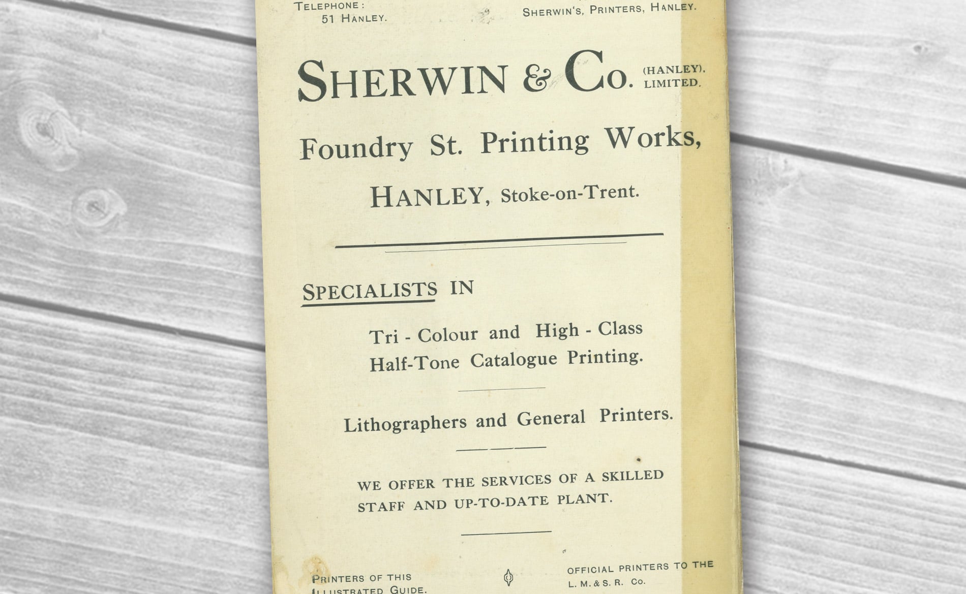 Sherwin Rivers Printers Ltd - Stoke-on-Trent, Staffordshire, Family run printing company for over a century - Advert from Picturesque Staffordshire